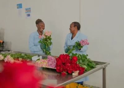 Photo shows the team of Ftaki Exports Ltd at the packaging station